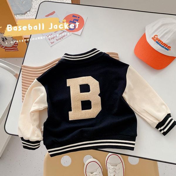 Jackets Spring Baby Boys Letters Baseball Jacket Kids Cotton Clothes Children College Style Coat Girls Varsity Bomber Outerwear Uniform 2303