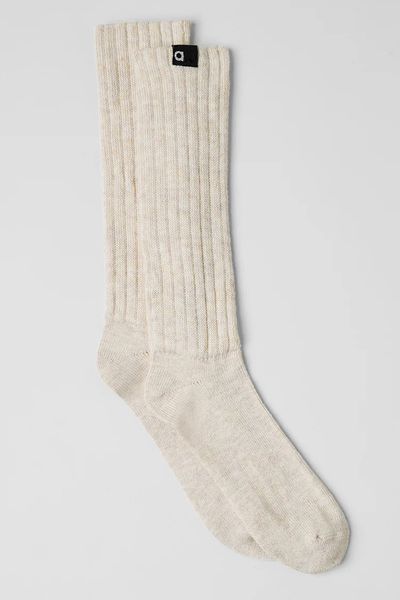 Alo Socks Mulheres Scrunch Sock Socks Yoga Sports Casual Cotton Stocking Pilates Fitness Unisex Black and White Long Meocks F74
