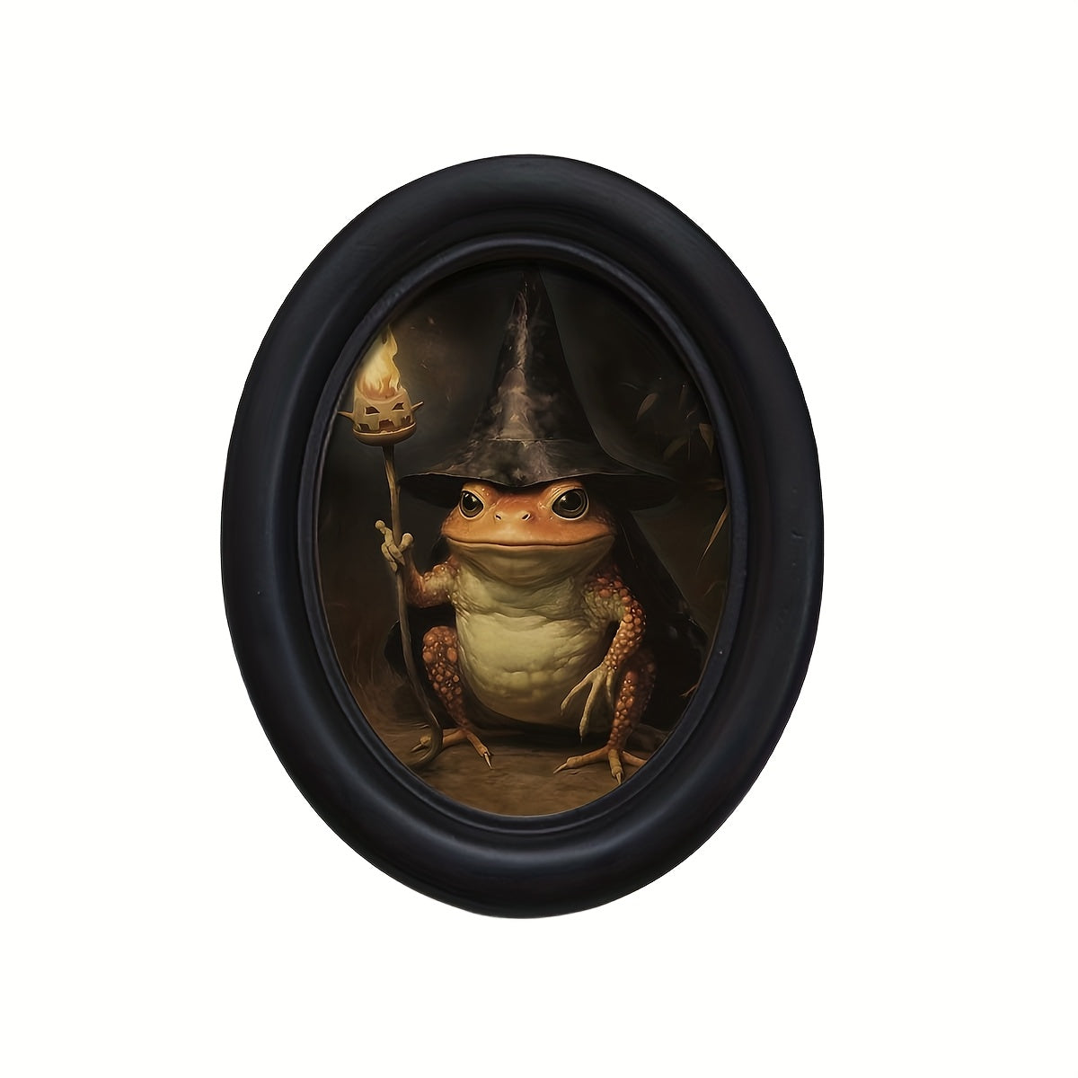 TEMU 1pc, Toad Wizard Oval Wooden Framed Photo Frame (4.16 * 5.25) With Oval Wooden Decorative , Oval Wall Decor, Handmade Photo Transfer For