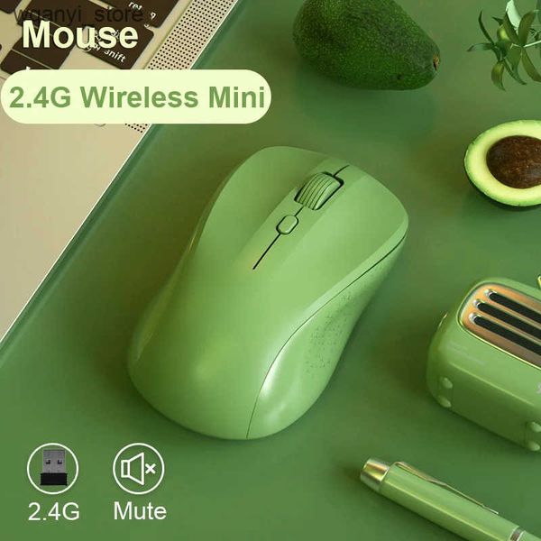 Mice 2.4G Wireless Mouse Avocado Green Mute Cute Portable USB Gaming Mause 3D 1200Dpi Mini Pink Mice For Laptop PC Business Office L240910