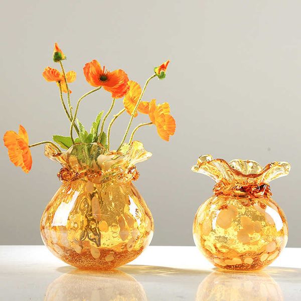 Vases Lucky Bag Glass Vase Decoration Hydroponic Light Luxury Living Room Entrance Dining Table Flower Arrangement Decoration Y23