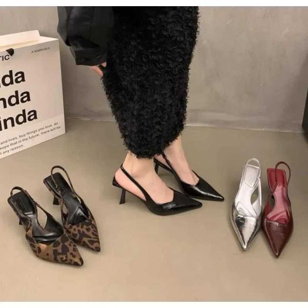 New Wan Slingback Shoes Fi Womens High H Pump Elegant Middle Toe Slip Toe Sandals Y241115