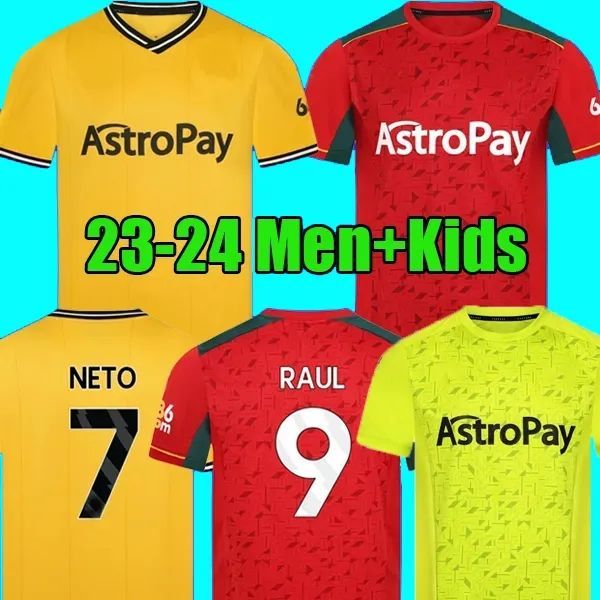 23 24 Home Away Soccer Jerseys RAUL SEMEDO NETO NEVES TRINCAO J OTTO PODENCE GIBBS HEE CHAN 2023 2024 Wolves Football Shirts Men Kids Kit un