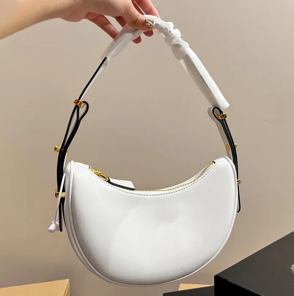 Designer Shoulder Bag Womens mens gift armpit bags strap Crossbody half moon bags top Luxurys Crescent handbag purses black white Leather to