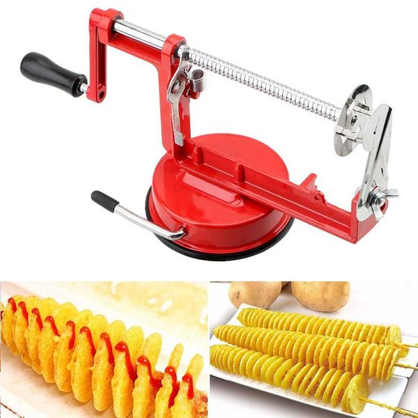 Fruit Vegetable Tools Twisted Potato Apple Slicer Vegetable Spiralizer Stainless Steel Spiral French Fry Cutter Cooking Tools Manual Q240701