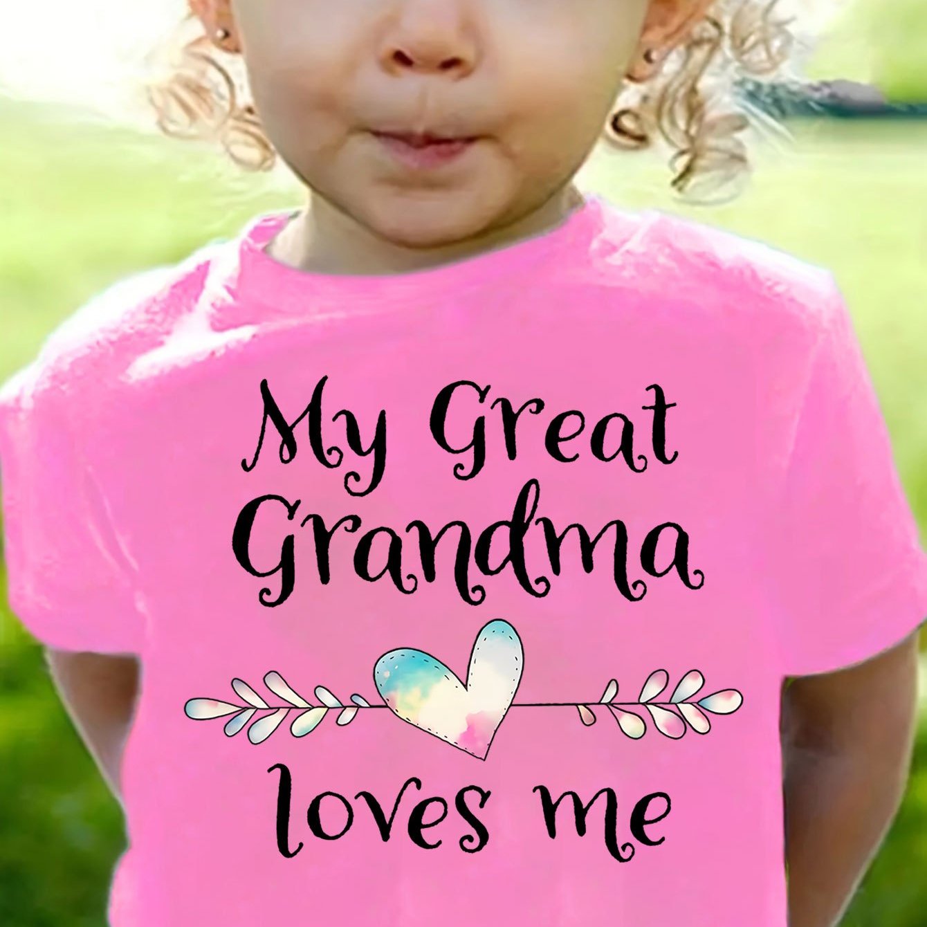 TEMU Grandma " Short Sleeve T-shirt For Girls - Soft, Comfy Summer Casual Tee With Heart & Leaf , Machine Washable, Grandma Shirts