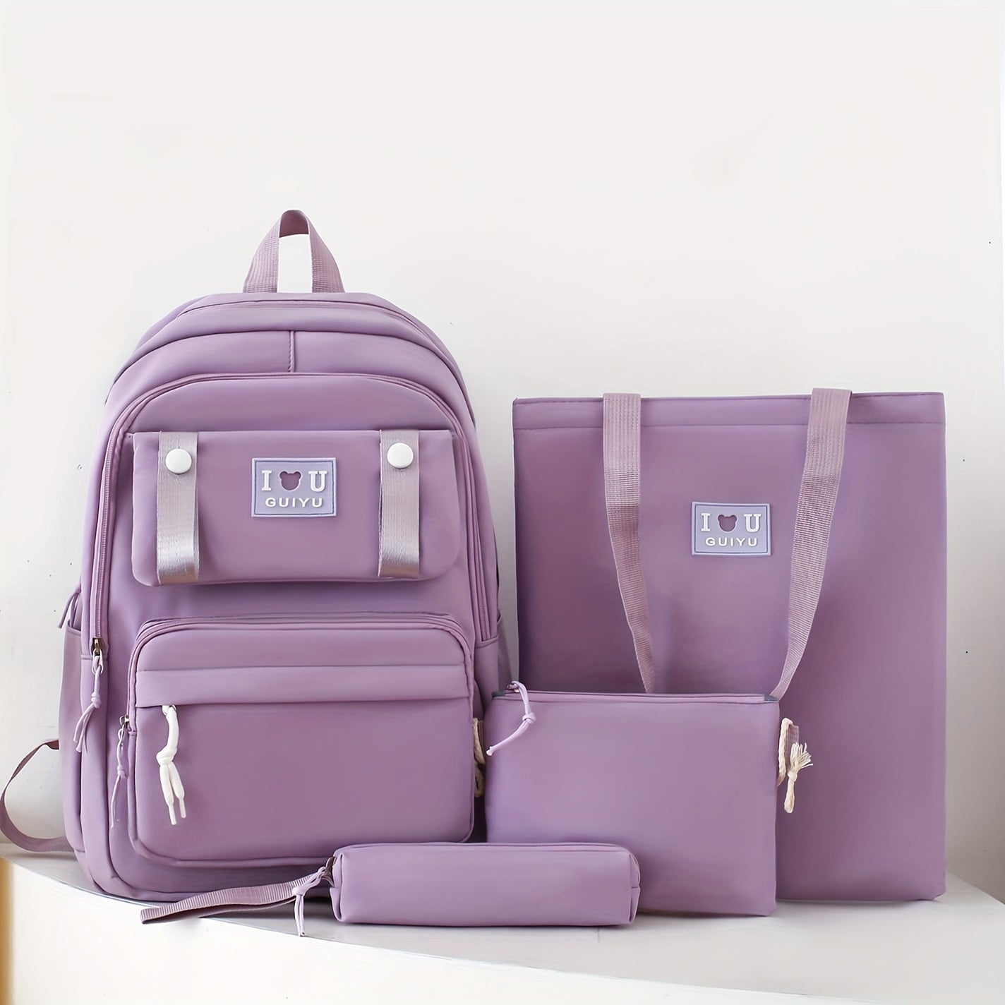 TEMU Mochila Fashionable Y Minimalista: Ideal Para El Desplazamiento Diario O , Incluye Bolsa De Tote, Estuche De Lápices Y Más En De Color Negro,