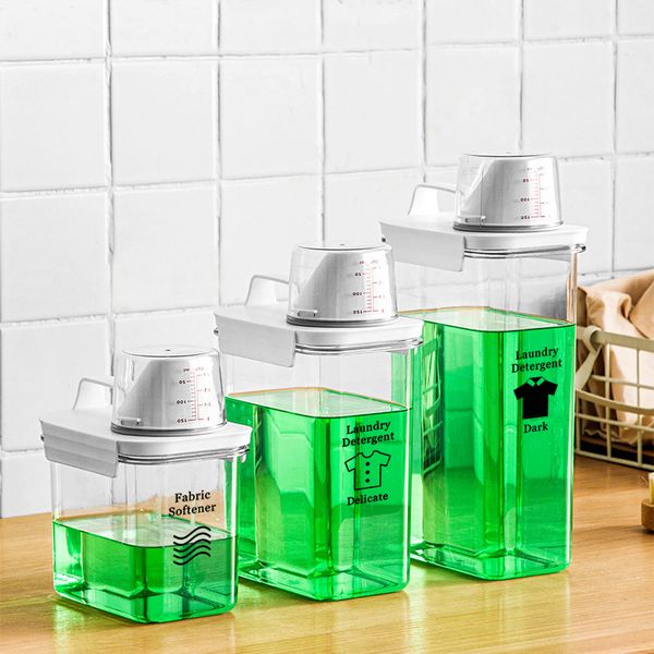 Liquid Soap Dispenser Multi Use Laundry Powder Detergent Food Grains Rice Storage Container Pour Spout Measuring Cup Box 221207