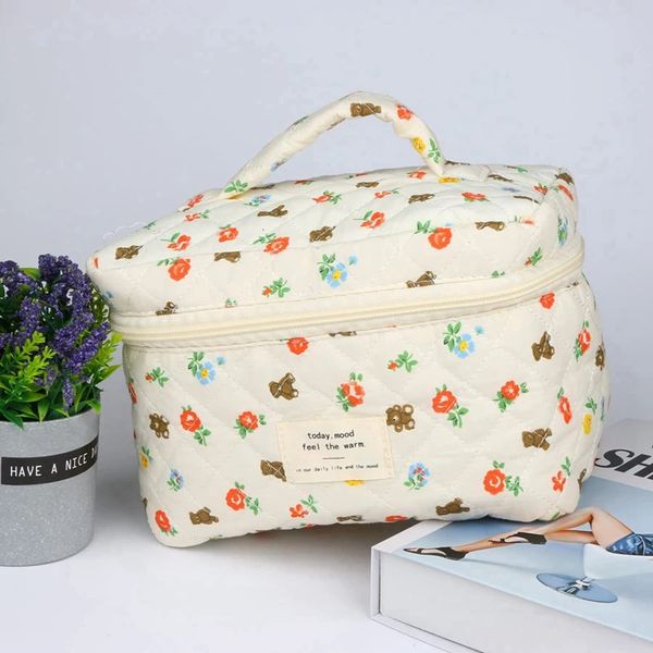 Cute floral makeup bag womens travel makeup bag organizers storage makeup bag handbag wallet 241031