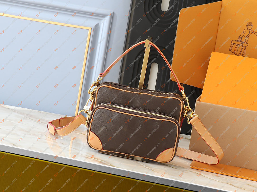 Nil Designer Men&#039;s Bag Classic Camera Bag Shoulder Bag High-Quality Canvas Leather Man Fashion Crossbody Bag Retro Handbag Mobile Phone Bag Mal