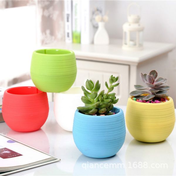 7*7cm Mini Flower Pots 5 Colors Round Plastic Planters Leak Water Hole Design Flowerpot Succulent Plants Garden Bonsai Pot Home DecorXY0873