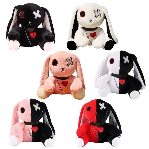 Plush Dolls 23cm Ghost Gothic Rabbit Plush Toy Crawling Rabbit Plush Stuffed Animal Toy Cute Horror Doll Birthday Gift Halloween Decoration