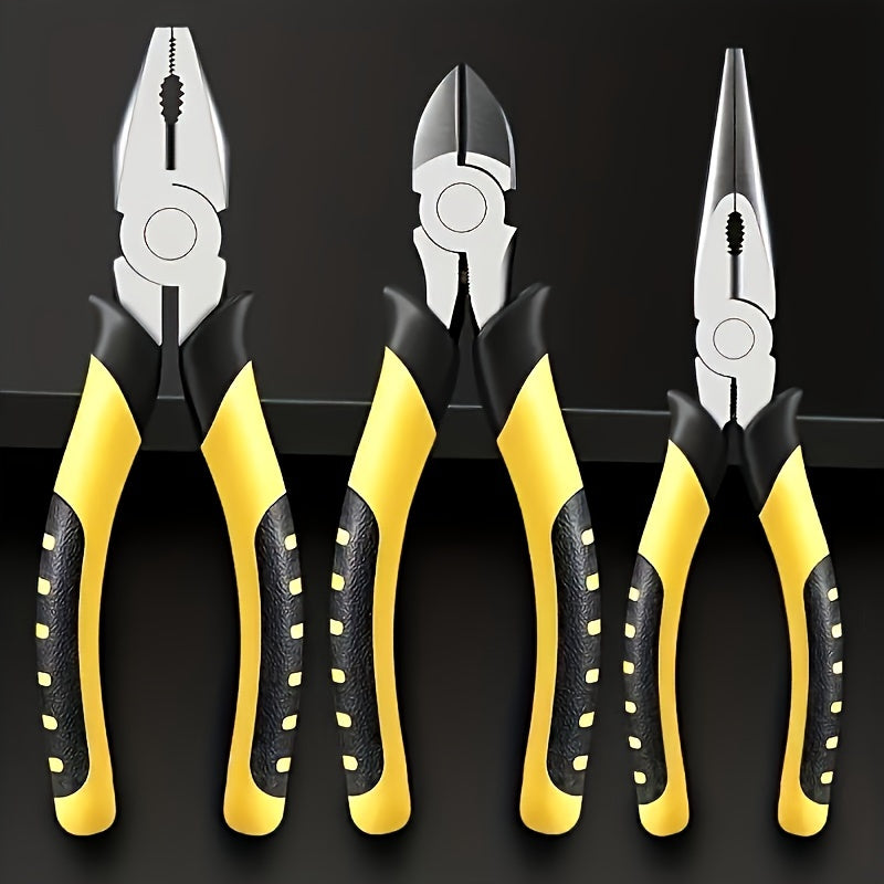 TEMU 3pcs Pliers 8-inch Set Wire Pliers Household Electrical Tools Pliers Anti-slip Anti-rust Wire Shears, Needle- Pliers Cutting Tools, Indoor And