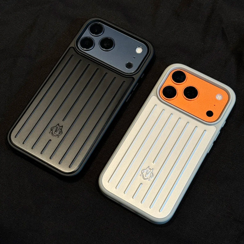 black Phone Case Suitcase Designer iPhone Case for Apple iPhone 17 Pro Max 16 15 14 13 Polycarbonate Aluminum Alloy MagSafe Weave Back Cover Coque F