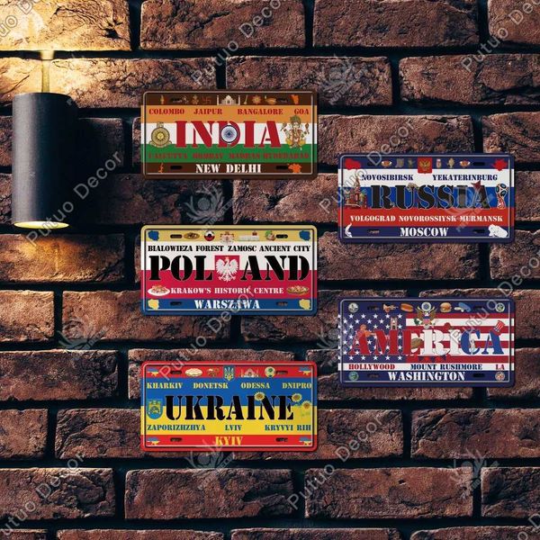 Putuo Decorative Rural Metal Sign License Plate Retro Metal Tin Sign Used for Bar Mens Cave Club Home Wall Decoration Z250118