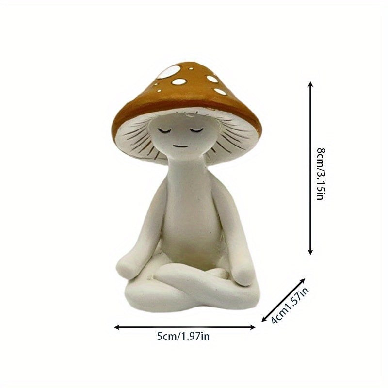 TEMU Cute Meditation, Meditation, Yoga, Mushroom Tabletop Decoration, Room Decoration, Garden Courtyard Resin Crafts