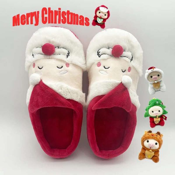 Highland Cow Christmas Santa Claus Xmas Shoes Pig Toys Indoor Warm Snowman Cotton Slippers Men Women Gifts