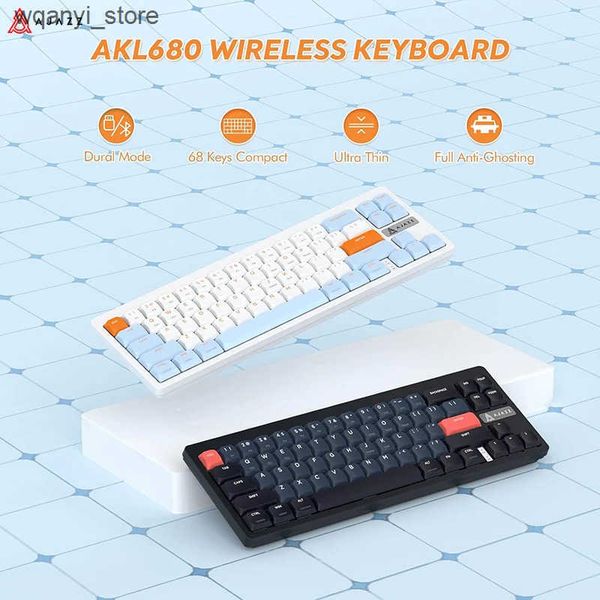 Keyboards AJAZZ AKL680 Bluetooth 5.0 Mechanical Gaming Keyboard 68 Key RGB 2.4G Wireless Keyboard Ergonomic L240910