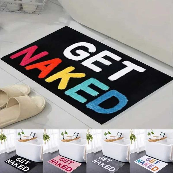 Get Naked Bath Mat Bathroom Non-slip Rugs for Bathtub Mat Cute Bath Rugs for Apartment Decor Tufted Black and White Shower MatM240816