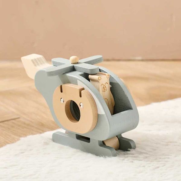 Wooden Helicopter Building Blocks Room Decoration Baby Finger Exercise Game Hand-pushed Wooden Simulation Aircraft Gift For BabyC250108