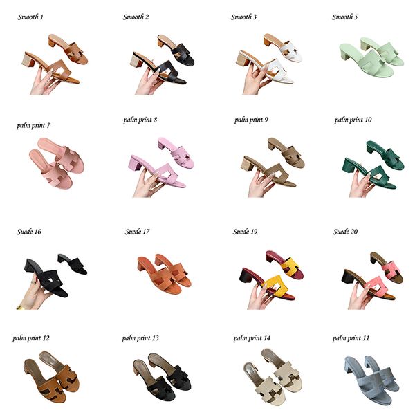 Designer Sandals For Women Suede Slippers Genuine Leather Summer Beach ladies high heel Lady Slides smooth sandal EUR size:34-42