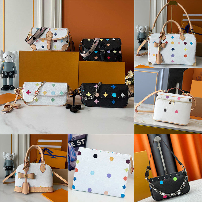 designer bags shoulder bag leather takashi murakami handbag baguette canvas women colorful bag fashion composite lady beach clutch tote woman bag pu