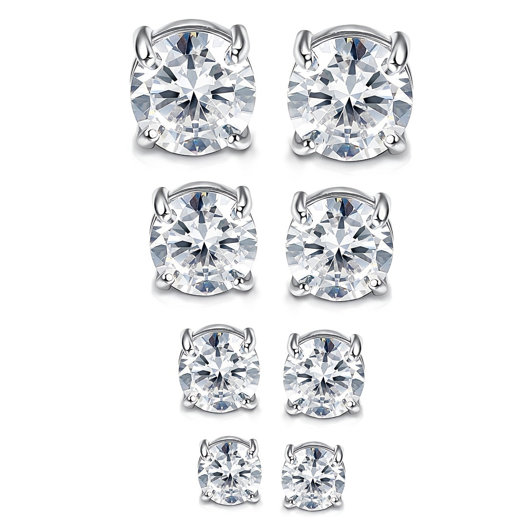 TEMU 8 Pairs Of 5-8mm Magnetic Stud Earrings For Men And Women, Glossy Round Cubic Piercing-free Hypoallergenic Stainless Steel Fake Ear Clips,