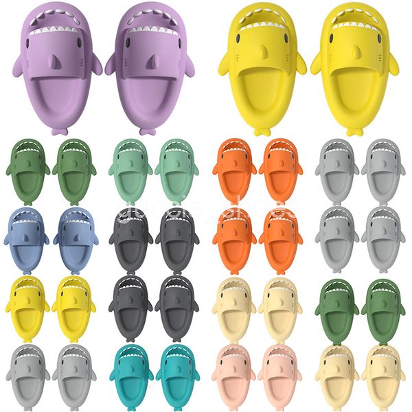 Summer Home Women Shark Slippers Anti-skid EVA Solid Color Couple Parents Outdoor Cool Indoor Household Funny Shoes 032-24