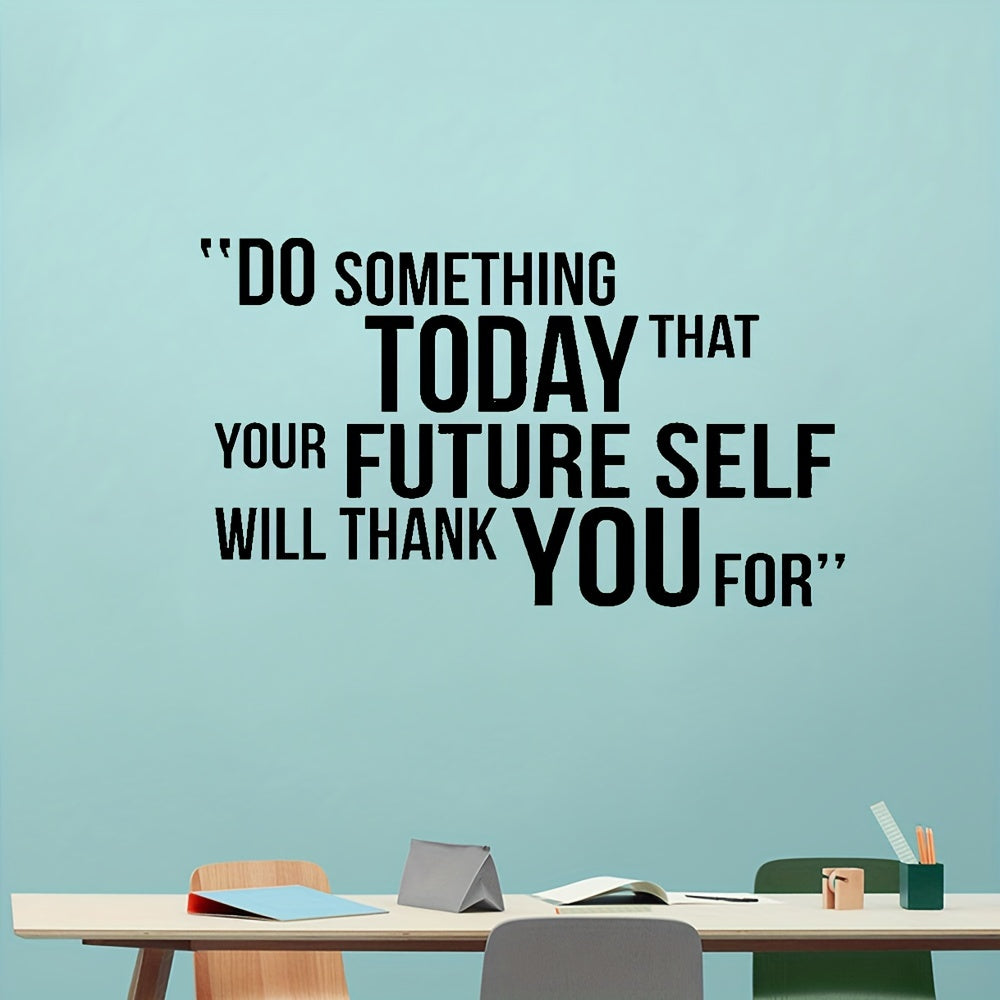 TEMU Motivational Quote Vinyl Wall Decal - ' Today' Lettering Sticker, Matte , Reusable For Gym & Home Decor