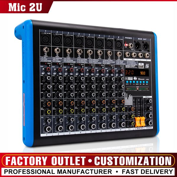 Professional 8-channel digital mixer sound card microphone mobile phone live broadcast computer recording DJ audio equipment