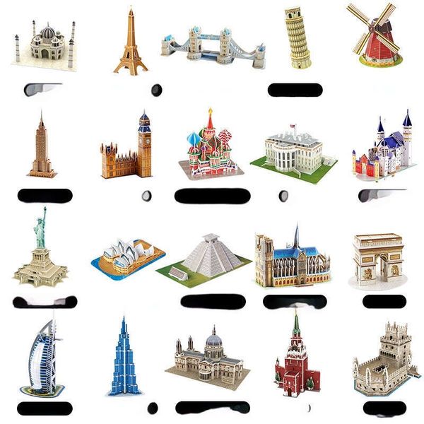 stereoscc 3D puzzle famous buildings from around the world, DIY handmade assembly of cardboard, elementary school models, children&#039;s to
