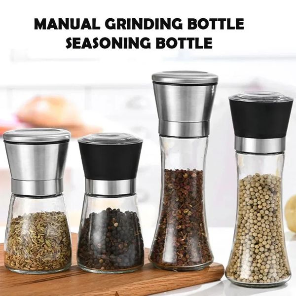 Manual Pepper Grinder Seasoning Grinding Bottle Adjustable Mill Shakers Adjustable Refillable Mills Kitchen Gadgets Dust Cover 250211