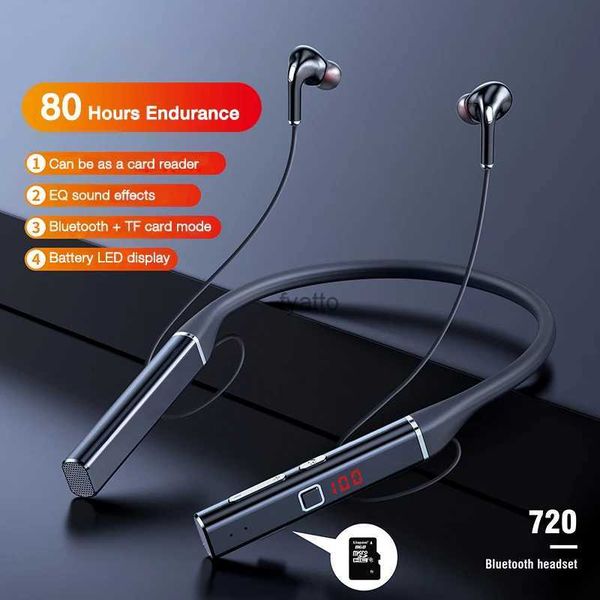 Cell Phone Earphones 80 hour endurance Bluetooth earphones HiFi wireless bass stereo sports with microphone neck H240614