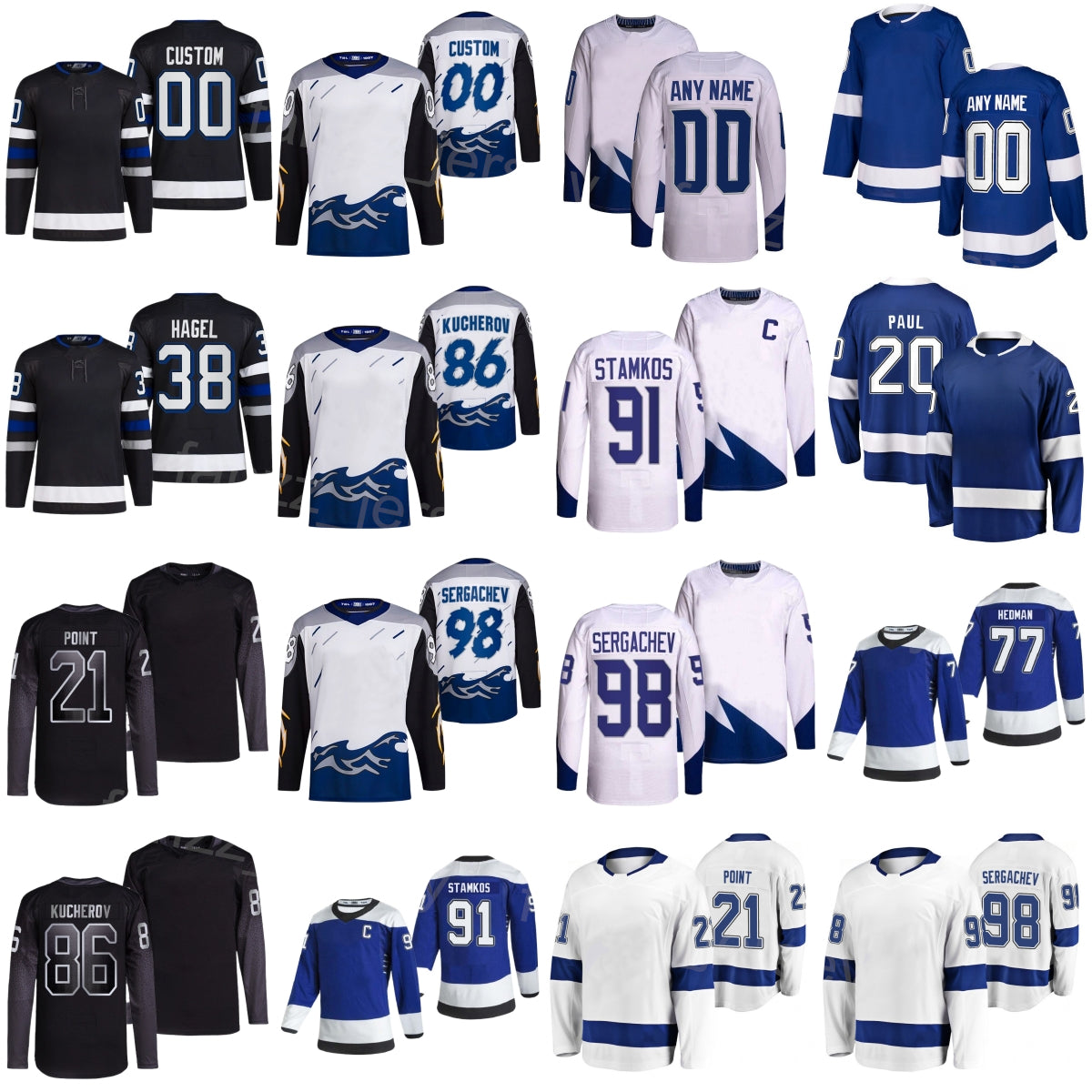 Man Kids Woman Hockey Alternate 88 Andrei Vasilevskiy Jersey 21 Brayden Point 91 Steven Stamkos 77 Victor Hedman 86 Nikita Kucherov Mikhail Sergache