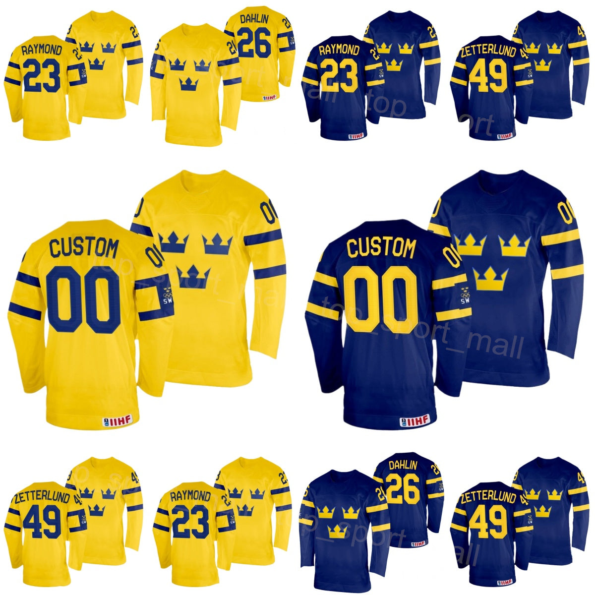 2024 IIHF World Championship Sweden Hockey Jerseys 9 Adrian Kempe 14 Joel Eriksson Ek 23 Lucas Raymond 26 Rasmus Dahlin 28 Marcus Pettersson 29 Pont
