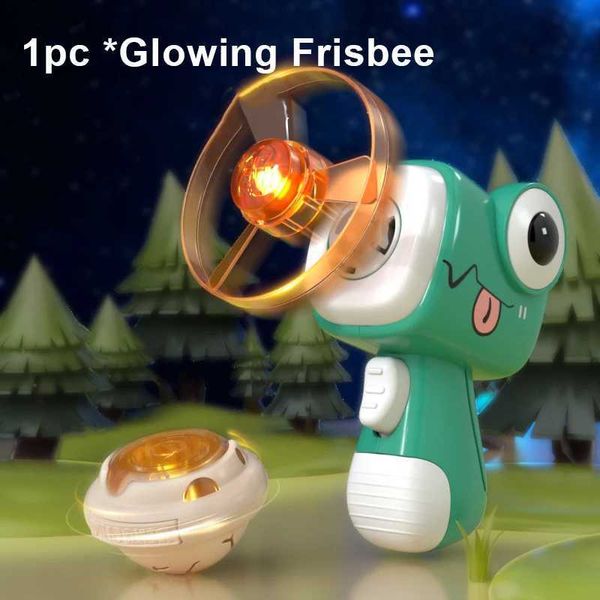 2 In1 Flying Disc Saucer Gyro Cartoon Dinosaur Air Rocket Launcher Sport Games Kids Educational Outdoor Toys for Children GiftsC250211