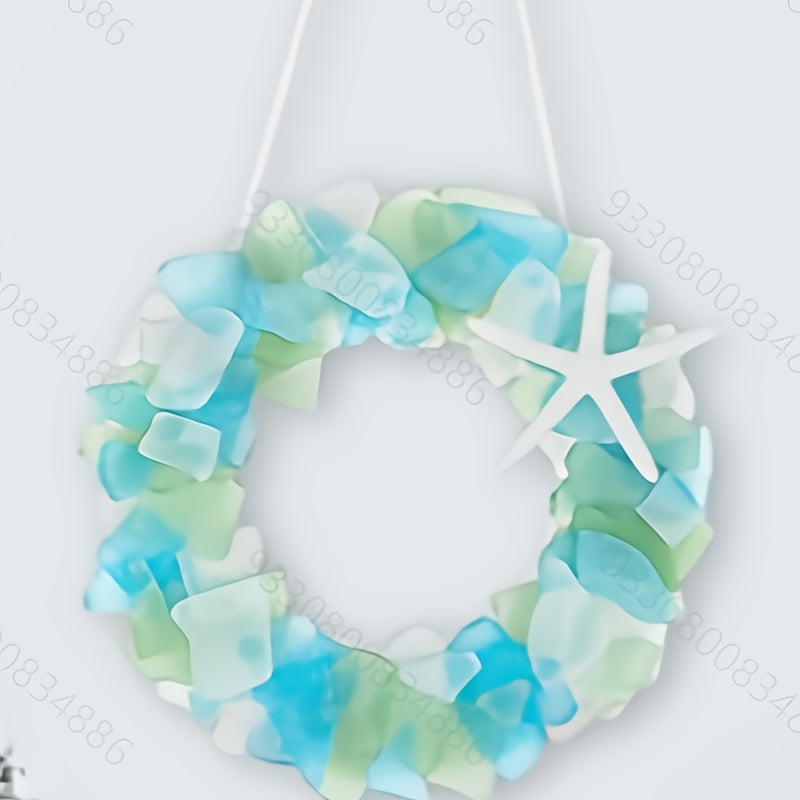 TEMU 1pc Green Wreath Beach Wreath Summer Decorative Wreath Home Bedroom Decoration Doors Windows Kitchen Cabinets Chairs And Walls, Wall Hanging,