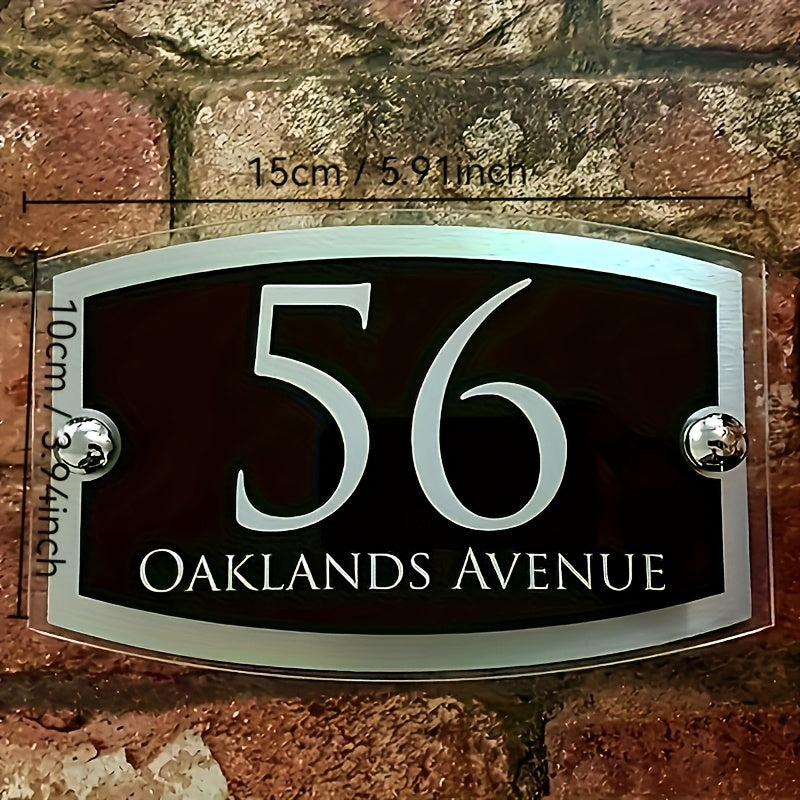 TEMU Customized 3d Acrylic Double-layer Sign With Stainless Steel Screws - Personalized Address Plaque For Outdoor Wall Decoration In Style.