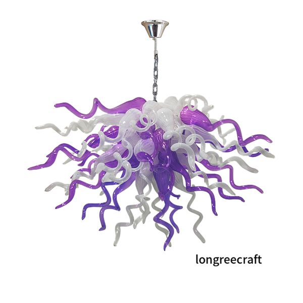 Hand Blown Glass Chandelier Light Contemporary Pendant Lamps Italy Design Purple White Color LED Bulbs Dale Chihuly Art Light Fixtures Lustr