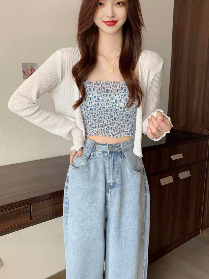 K1189 Outerwear cardigan thin women&#039;s spring and summer long sleeves with sling small shawl bm small short sun protection clothing blouse