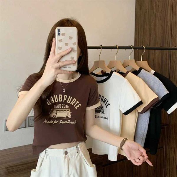 Women&#039;s T-Shirt New Summer Short Slve Bus Printed T-Shirt For Women 2024 Casual O-neck Ts Tops Youthful Sports Breathable Shirt Pullove