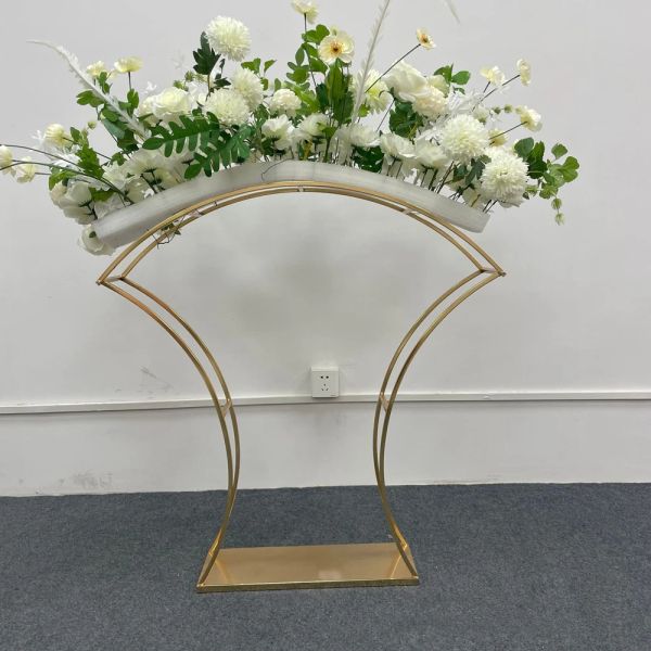 5PCS Gold Arch Stand Road Lead Wedding Table Centerpiece Flower Rack Vase For Event Party Decoration