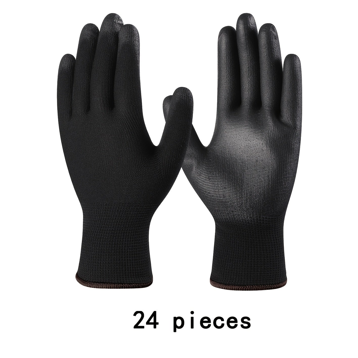 TEMU 24pcs-12 Pairs Of Black Nylon Gloves, Palm Anti Slip Pu Coating - Lightweight And Durable, , Suitable For Lawn Care And Outdoor Use, , Reusable