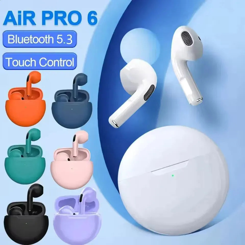 Pro 6 TWS wireless earphones earphone bluetooth headphone earbud headphones -compatible 5.0 Waterproof Headset with Mic