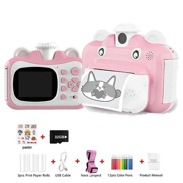 Kids Instant Print Camera For Baby Boys girls 1080p HD Mini Camera With Thermal Photo Paper Toys Digital Camera Gifts toysM240803