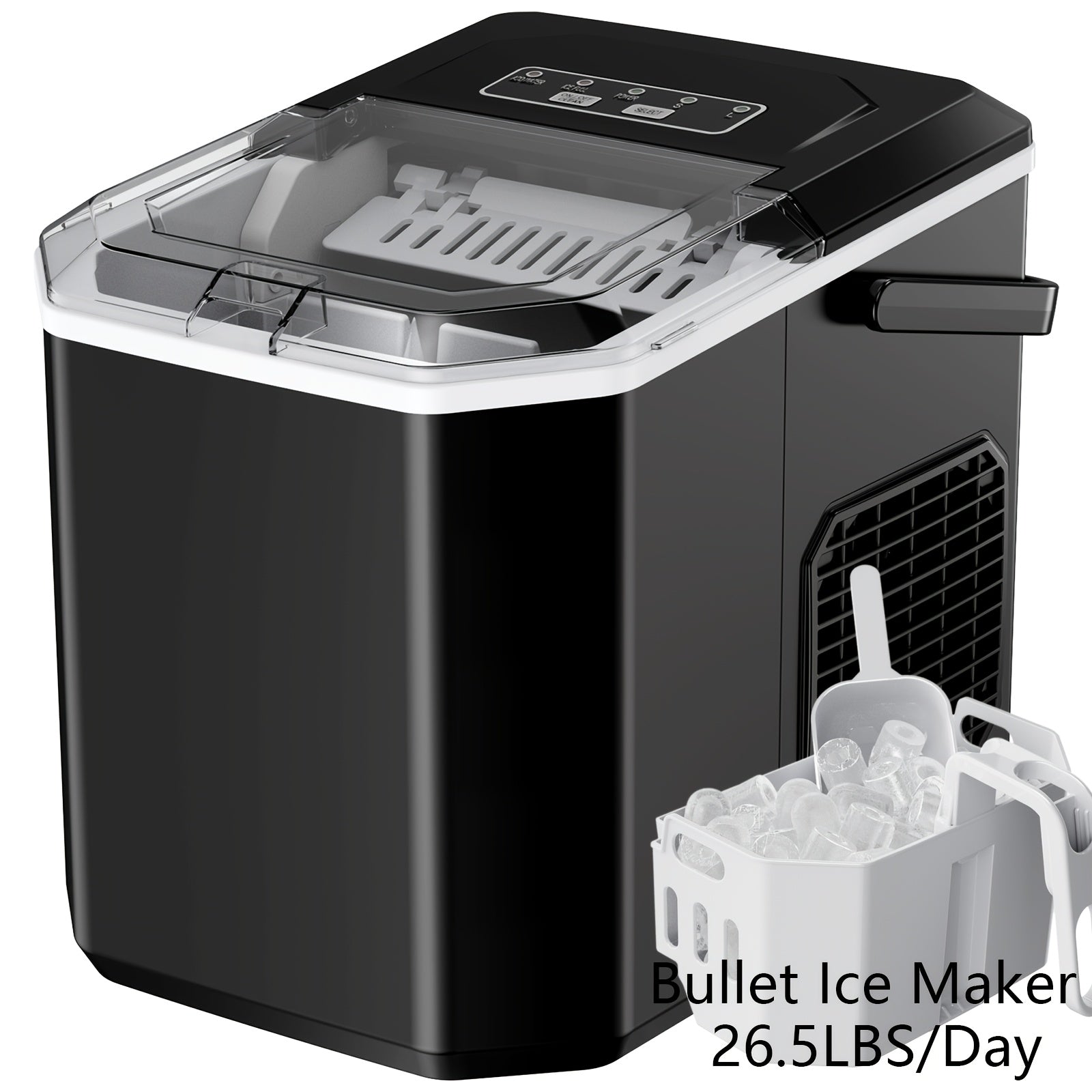 TEMU 33-35 Pound Golden Ice Machine And 26 Pound Bullet Ice Machine, Chewing Ice Maker, Portable Ice Machine Desktop, Automatic Cleaning Portable Ice