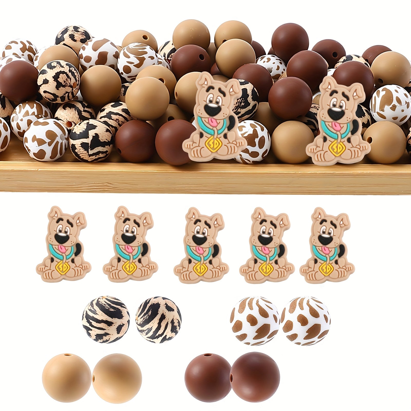 TEMU 25pcs Dog-shaped Silicone Beads, Animal Pet Silicone Beads, Handmade Pen Chain, Bracelet, Keychain , Silicone Focus Beads