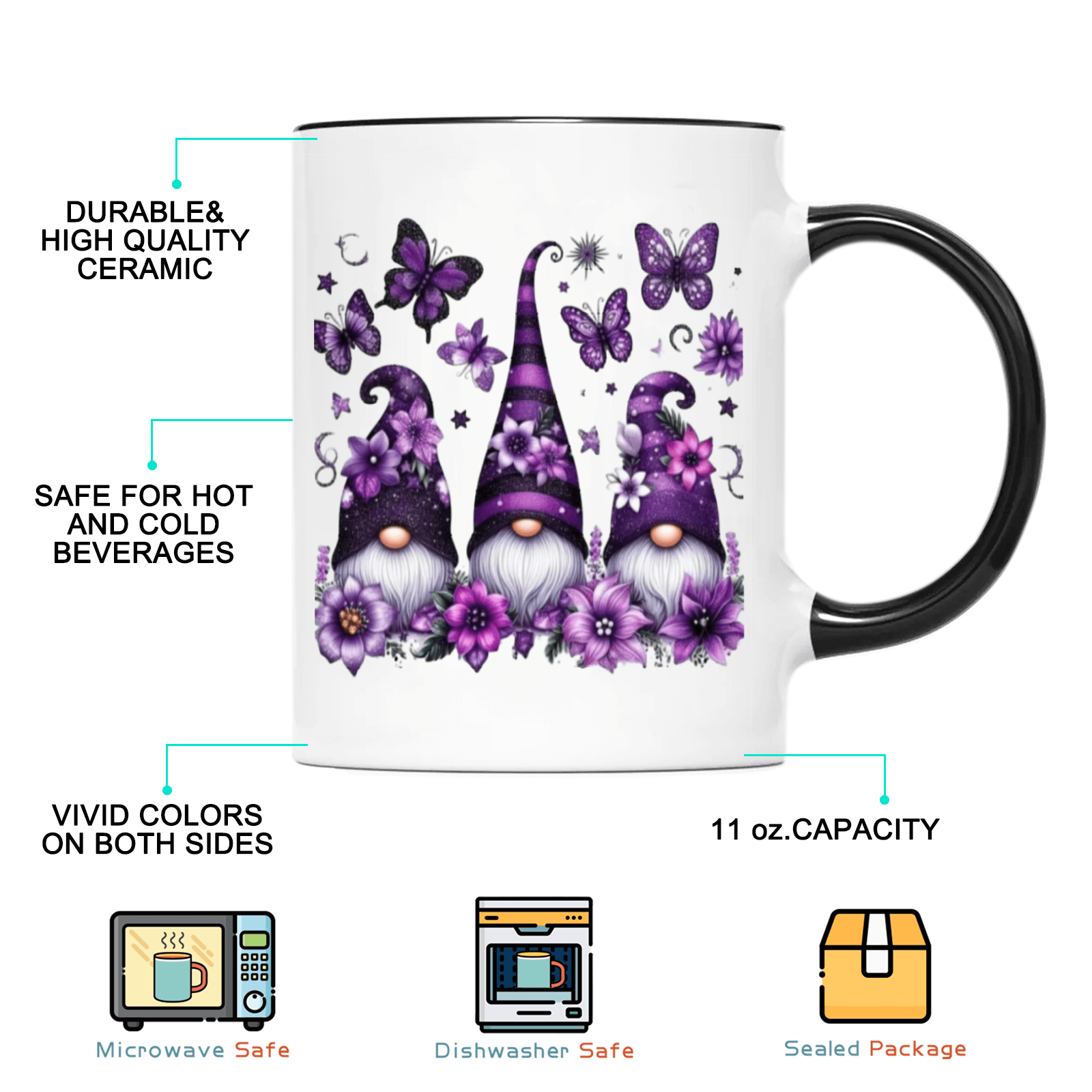 TEMU 1pc Purple & Ceramic Mug | 11oz, & Microwave Safe | Ideal For Coffee, Tea & Hot Beverages | Perfect Gift For Holidays, Birthdays & | Hand-wash