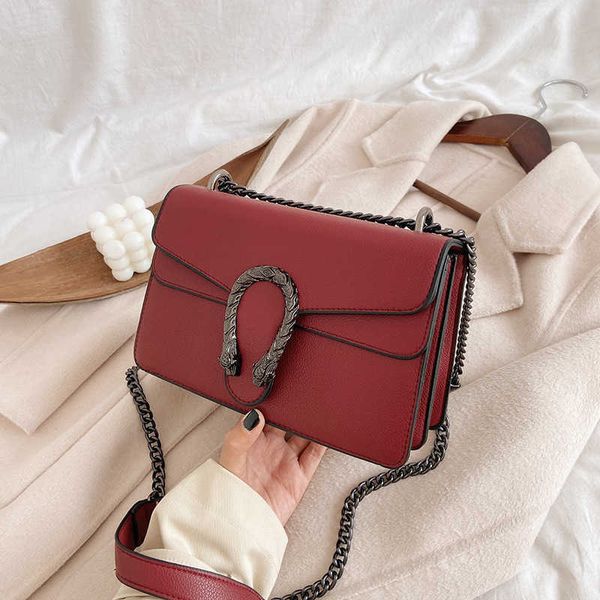 Messenger Bags Chain bag new sling single shoulder women&#039;s litchi grain small square large capacity imitation leather cross body cleara