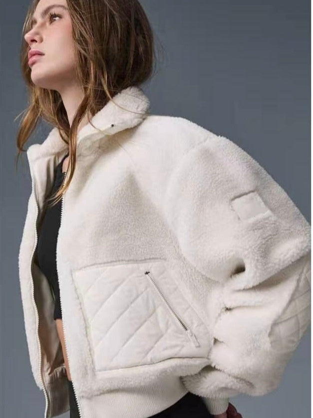 Autumn Winter Narcos Brown Lamb Wool Hooded Short Coat Thickened Warm Stand Collar Zip Jacket High Quality Sporty Casual Streetwear Top outdoor spor